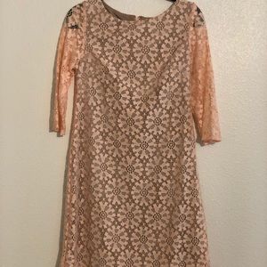 Peach Lace Shift Dress